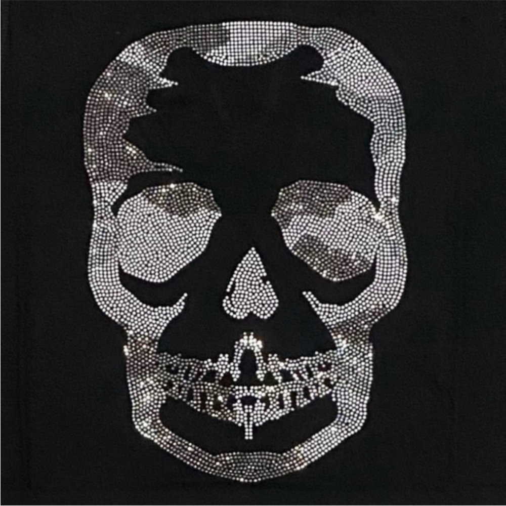 ZADIG & VOLTAIRE Black Tunisien Silver Studded Skull Back T-Shirt NWT
